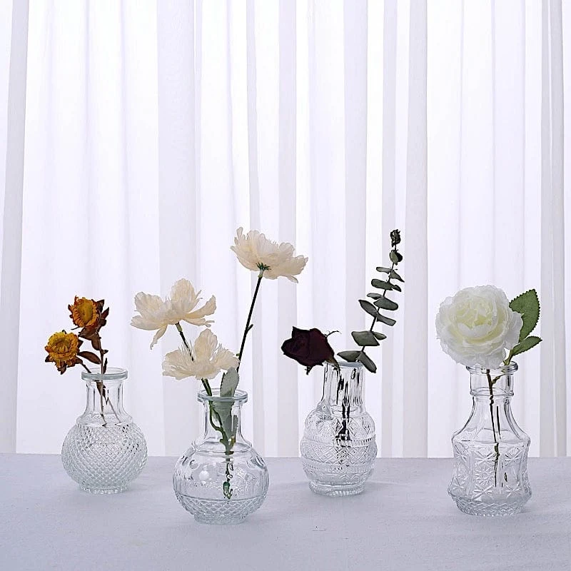 4 Glass Flower Vases Vintage Decorative Table Centerpieces - Clear 12 4 Glass Flower Vases Vintage Decorative Table Centerpieces - Clear - Image 10