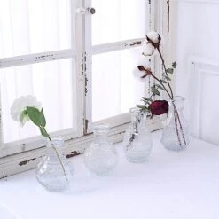 4 Glass Flower Vases Vintage Decorative Table Centerpieces - Clear 17 4 Glass Flower Vases Vintage Decorative Table Centerpieces - Clear -Optimal Home Decoration 4 glass antique vintage mini bud flower vases clear vase rnd 007 set clr 30802452971583