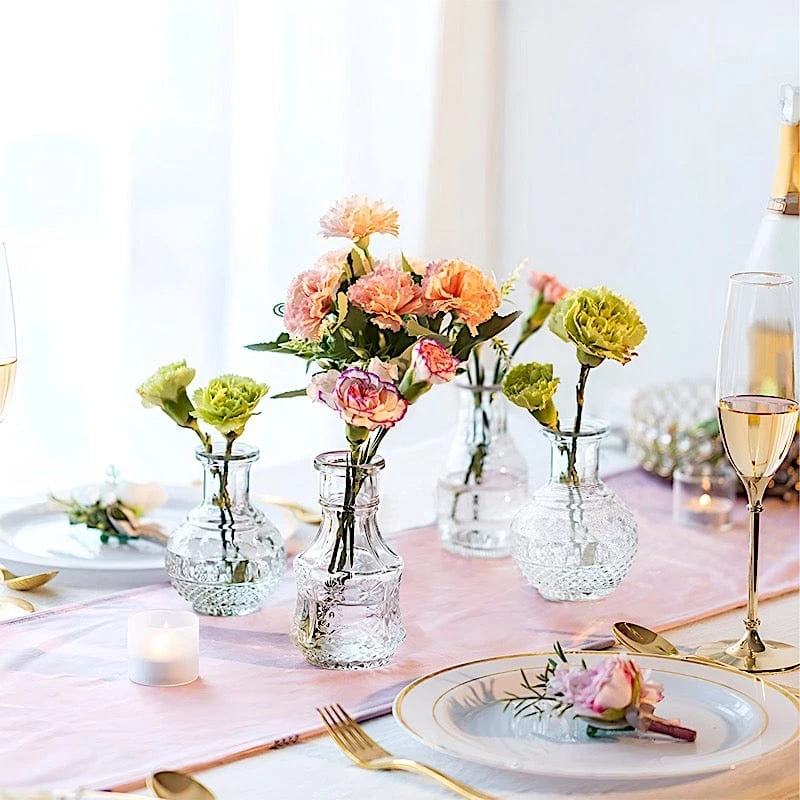 4 Glass Flower Vases Vintage Decorative Table Centerpieces - Clear 6 4 Glass Flower Vases Vintage Decorative Table Centerpieces - Clear - Image 4