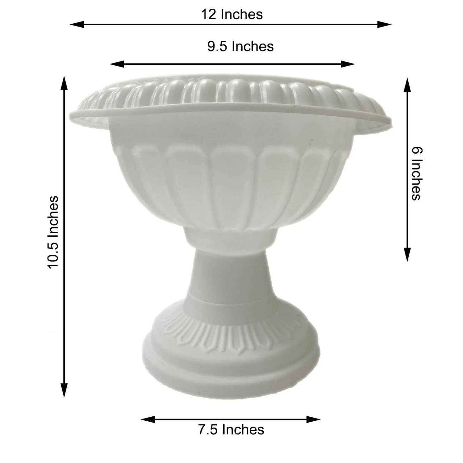 4 Pcs 12" Wide Decorative Roman Wedding Flower Pots - Off White 4 4 Pcs 12" Wide Decorative Roman Wedding Flower Pots - Off White - Image 2