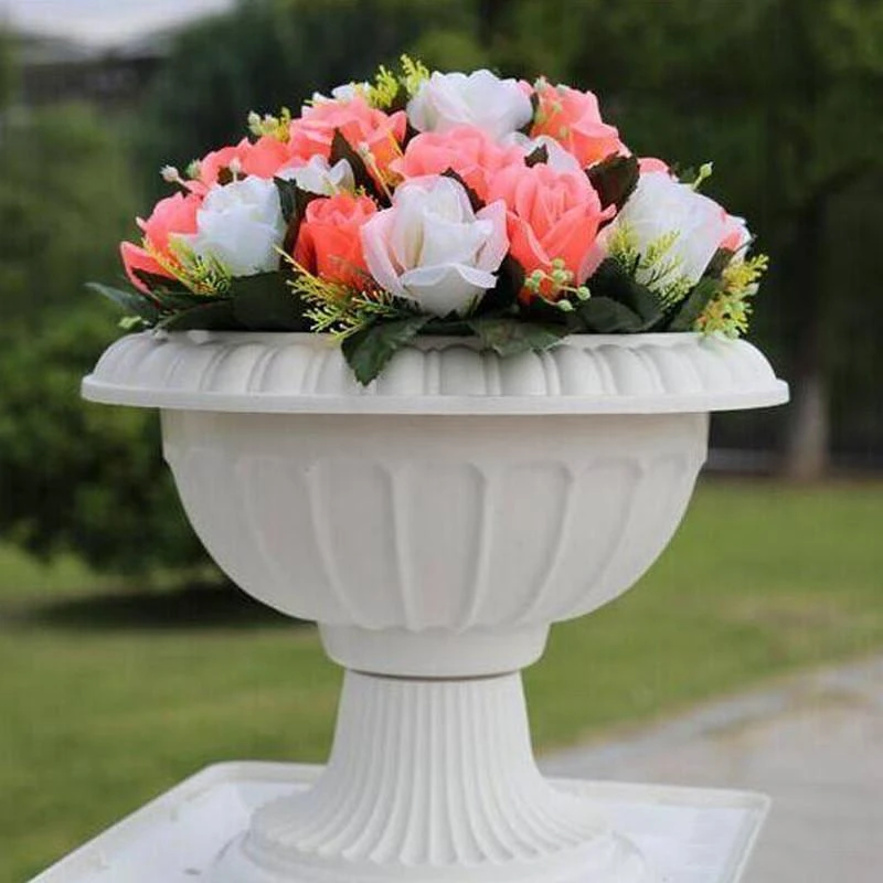 4 Pcs 12" Wide Decorative Roman Wedding Flower Pots - Off White 7 4 Pcs 12" Wide Decorative Roman Wedding Flower Pots - Off White - Image 5