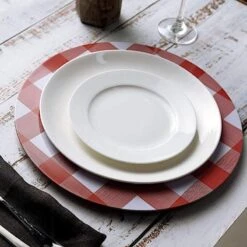 4 Pcs 13" Round Checkered Metal Charger Plates -Optimal Home Decoration 4 pcs 13 round checkered metal charger plates 28995402006591