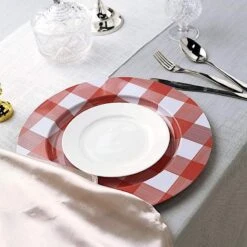 4 Pcs 13" Round Checkered Metal Charger Plates -Optimal Home Decoration 4 pcs 13 round checkered metal charger plates 28995403382847