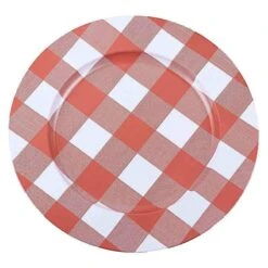 4 Pcs 13" Round Checkered Metal Charger Plates