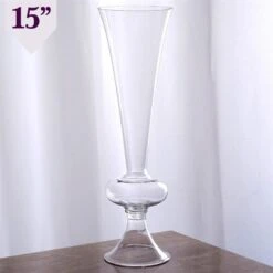 4 Pcs 15" Tall Trumpet Glass Wedding Vases - Clear -Optimal Home Decoration 4 pcs 15 tall trumpet glass wedding vases clear vase a20 28590123909183
