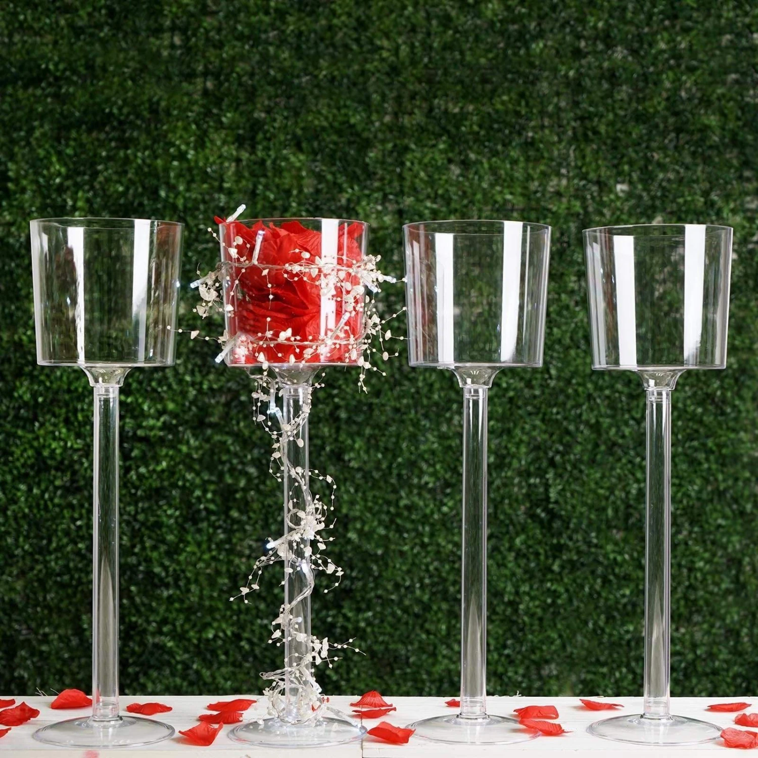 4 Pcs 18" Small Plastic Vases Cups Wedding Centerpieces - Clear 3 4 Pcs 18" Small Plastic Vases Cups Wedding Centerpieces - Clear