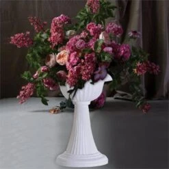 4 Pcs 22" Tall Decorative Italian Pedestal Flower Pots Vases - White -Optimal Home Decoration 4 pcs 22 tall decorative italian pedestal flower pots vases white prop roma 08 28329171648575