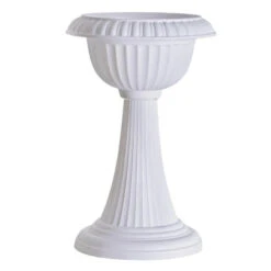 4 Pcs 22" Tall Decorative Italian Pedestal Flower Pots Vases - White