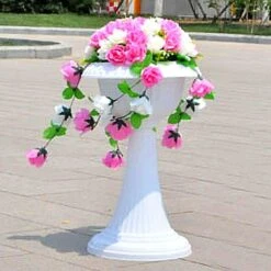 4 Pcs 22" Tall Decorative Italian Pedestal Flower Pots Vases - White -Optimal Home Decoration 4 pcs 22 tall decorative italian pedestal flower pots vases white prop roma 08 28531000082495