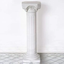 4 Pcs 34" Tall Adjustable Roman Decorative Columns Pedestal Stands - White