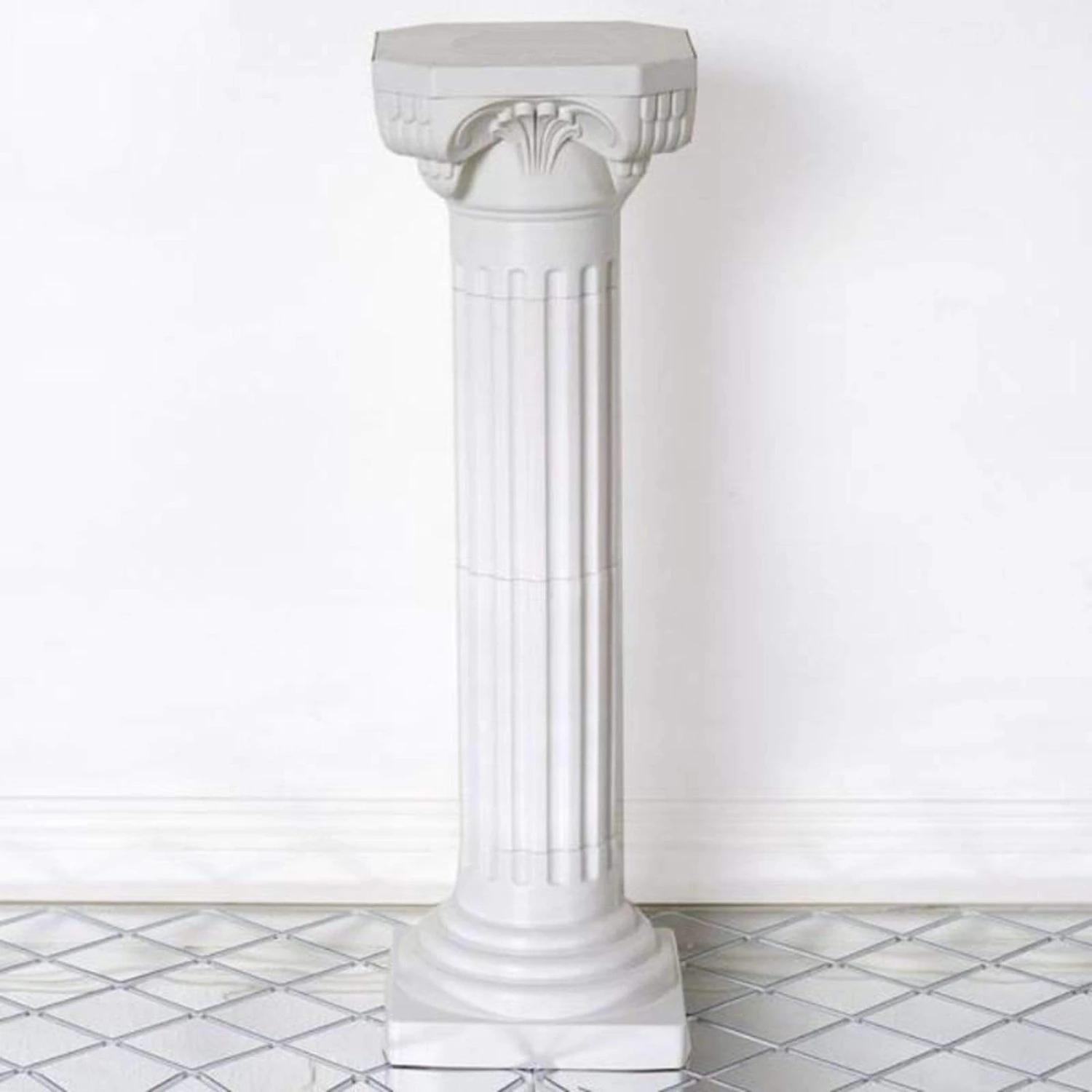 4 Pcs 34" Tall Adjustable Roman Decorative Columns Pedestal Stands - White 3 4 Pcs 34" Tall Adjustable Roman Decorative Columns Pedestal Stands - White
