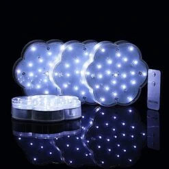 4 Pcs 6" LED Vase Lights With Remote Control - White -Optimal Home Decoration 4 pcs 6 led vase lights with remote control white led rmt03 wht 28509932585023