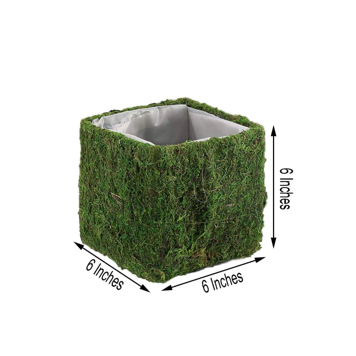 4 Pcs 6"x6" Natural Moss Square Planter Boxes - Green 4 4 Pcs 6"x6" Natural Moss Square Planter Boxes - Green - Image 2