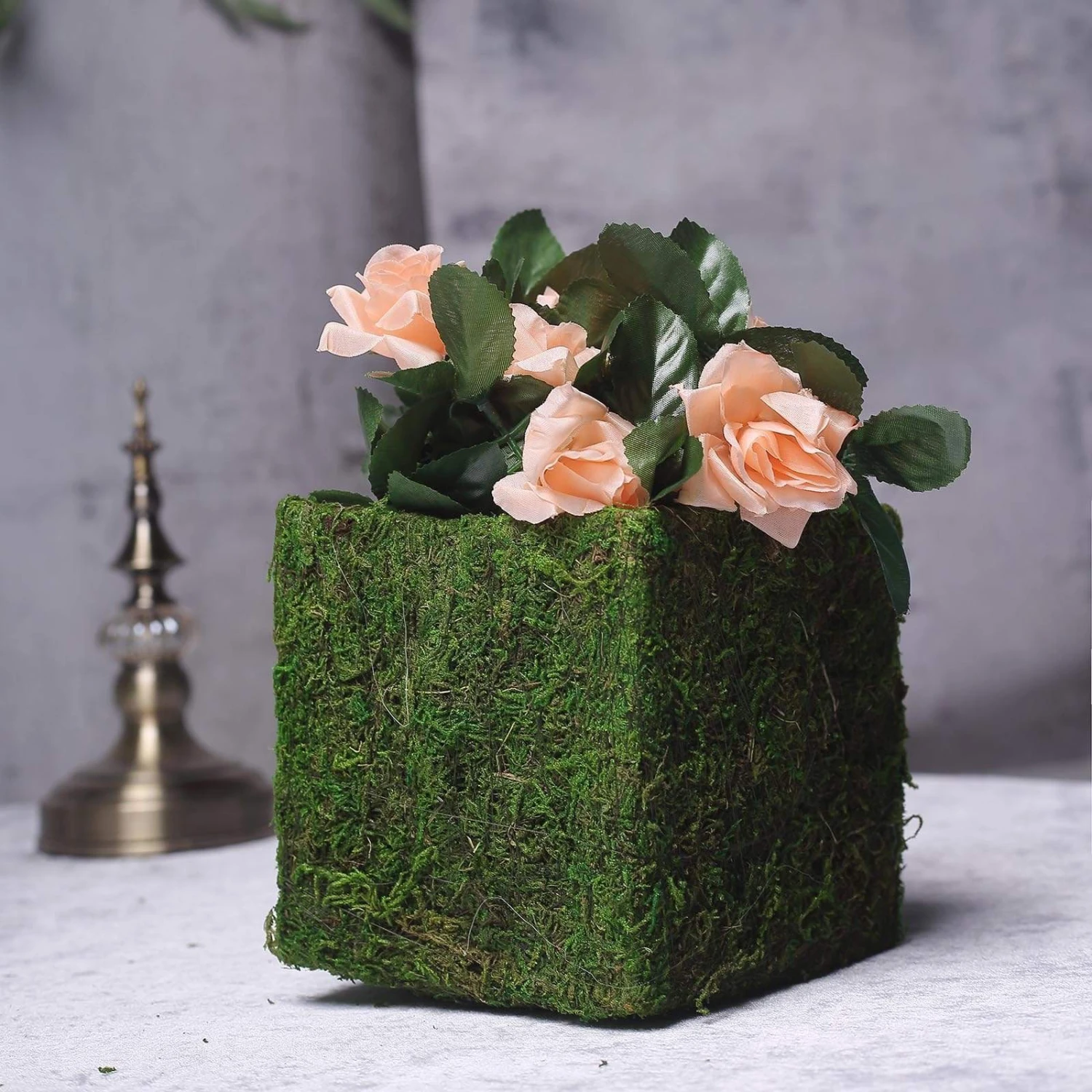 4 Pcs 6"x6" Natural Moss Square Planter Boxes - Green 5 4 Pcs 6"x6" Natural Moss Square Planter Boxes - Green - Image 3