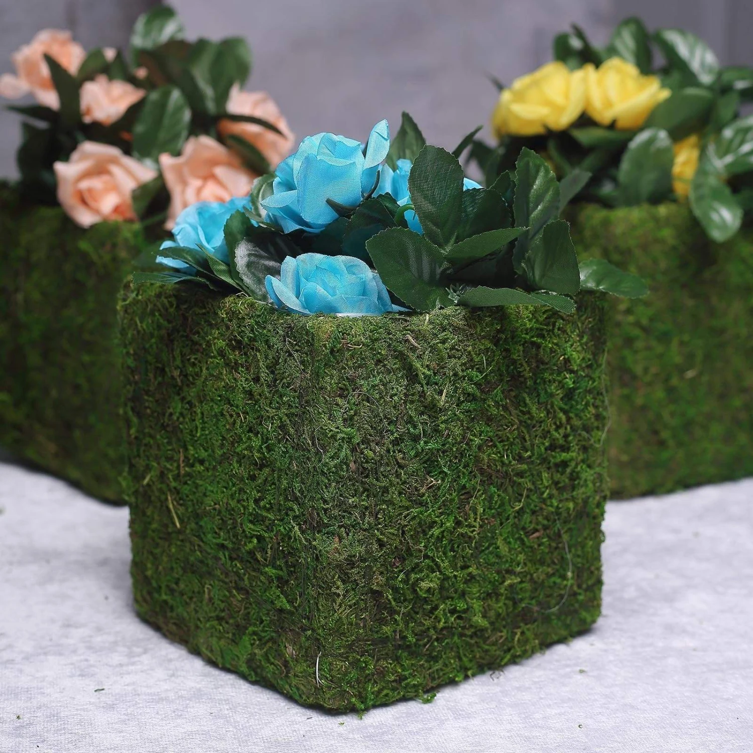 4 Pcs 6"x6" Natural Moss Square Planter Boxes - Green 8 4 Pcs 6"x6" Natural Moss Square Planter Boxes - Green - Image 6