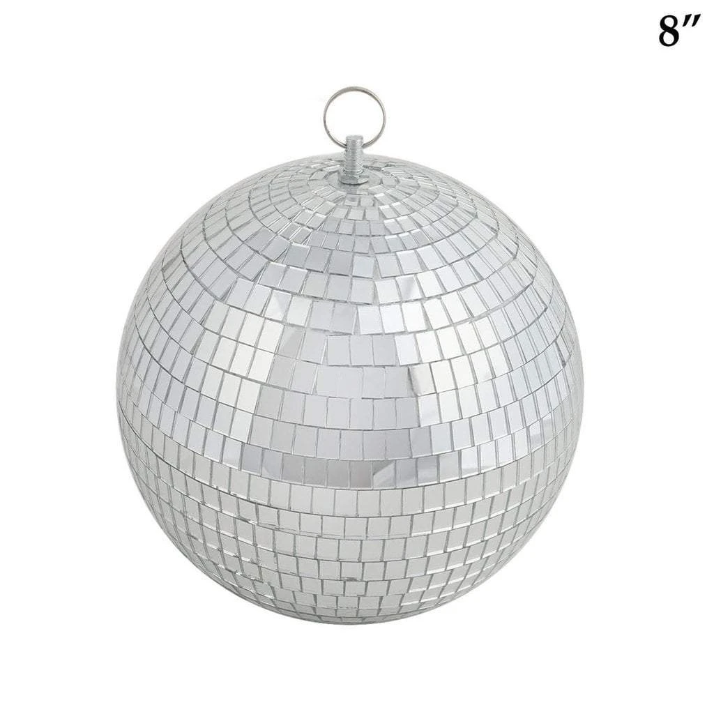 4 Pcs 8" Wide Glass Mirror Disco Balls Ornaments - Silver 4 4 Pcs 8" Wide Glass Mirror Disco Balls Ornaments - Silver - Image 2