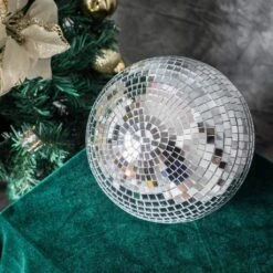 4 Pcs 8" Wide Glass Mirror Disco Balls Ornaments - Silver 12 4 Pcs 8" Wide Glass Mirror Disco Balls Ornaments - Silver -Optimal Home Decoration 4 pcs 8 wide glass mirror disco balls ornaments silver foam ball mir 08 4748379652159