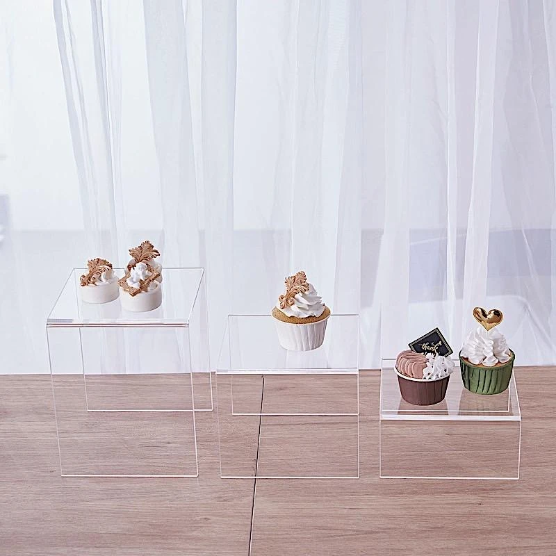 4 Pcs Acrylic Display Stands Cupcake Riser Centerpieces - Clear 8 4 Pcs Acrylic Display Stands Cupcake Riser Centerpieces - Clear - Image 6