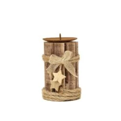 4 Pcs Assorted Wood Candle Holders With String Ribbons And Stars - Natural -Optimal Home Decoration 4 pcs assorted wood candle holders with string ribbons and stars natural wod cand 004 nat 5195216814143