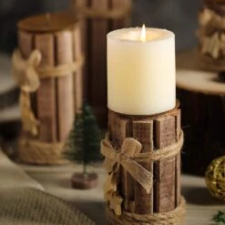 4 Pcs Assorted Wood Candle Holders With String Ribbons And Stars - Natural -Optimal Home Decoration 4 pcs assorted wood candle holders with string ribbons and stars natural wod cand 004 nat 5195219501119
