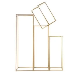 4 Pcs Geometric Metal Stands Wedding Flower Vase Holders - Matte Gold