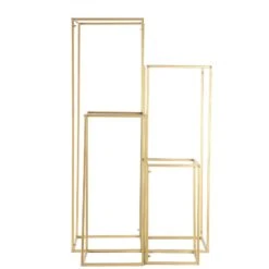 4 Pcs Geometric Metal Stands Wedding Flower Vase Holders - Matte Gold -Optimal Home Decoration 4 pcs geometric metal stands wedding flower vase holders matte gold iron stnd01 gold set01 28204015353919