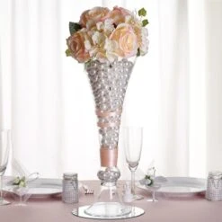 4 Pcs Trumpet Glass Wedding Vases - Clear -Optimal Home Decoration 4 pcs trumpet glass wedding vases clear 29041831936063
