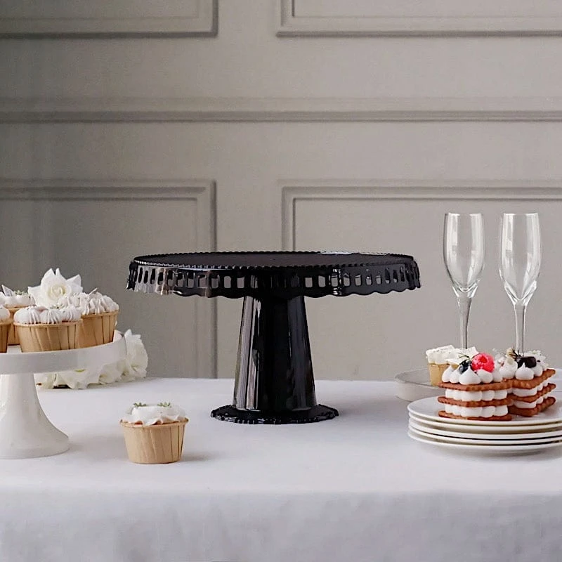 4 Plastic 13" Dessert Pedestals Round Cupcake Stands With Scalloped Edges 19 4 Plastic 13" Dessert Pedestals Round Cupcake Stands With Scalloped Edges - Image 17