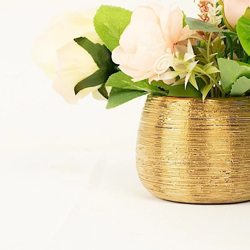 4 Round 3" Metallic Ceramic Flower Plant Pots Succulent Planters 5 4 Round 3" Metallic Ceramic Flower Plant Pots Succulent Planters - Image 3