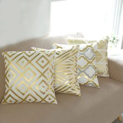 4 Square 18" X 18" Velvet Throw Pillow Covers With Gold Geometric Print 29 4 Square 18" X 18" Velvet Throw Pillow Covers With Gold Geometric Print -Optimal Home Decoration 4 square 18 x 18 velvet throw pillow covers with gold geometric print 30197127774271