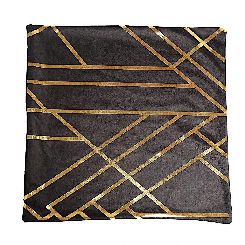 4 Square 18" X 18" Velvet Throw Pillow Covers With Gold Geometric Print 22 4 Square 18" X 18" Velvet Throw Pillow Covers With Gold Geometric Print - Image 20