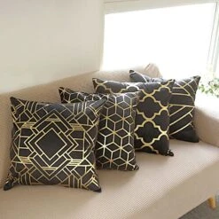 4 Square 18" X 18" Velvet Throw Pillow Covers With Gold Geometric Print 39 4 Square 18" X 18" Velvet Throw Pillow Covers With Gold Geometric Print -Optimal Home Decoration 4 square 18 x 18 velvet throw pillow covers with gold geometric print 30197130068031