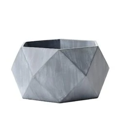 4" Tall Mini Concrete Flower Pot Geometric Planter - Gray
