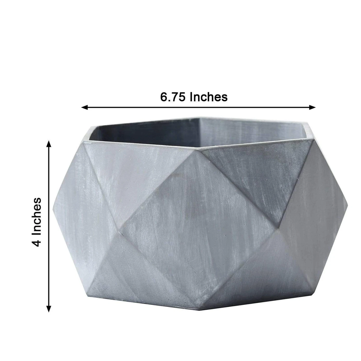 4" Tall Mini Concrete Flower Pot Geometric Planter - Gray 4 4" Tall Mini Concrete Flower Pot Geometric Planter - Gray - Image 2