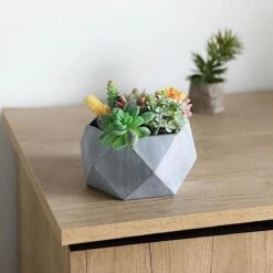 4" Tall Mini Concrete Flower Pot Geometric Planter - Gray 16 4" Tall Mini Concrete Flower Pot Geometric Planter - Gray -Optimal Home Decoration 4 tall mini concrete flower pot geometric planter gray plnt rsn 001 4 cem 28949925658687