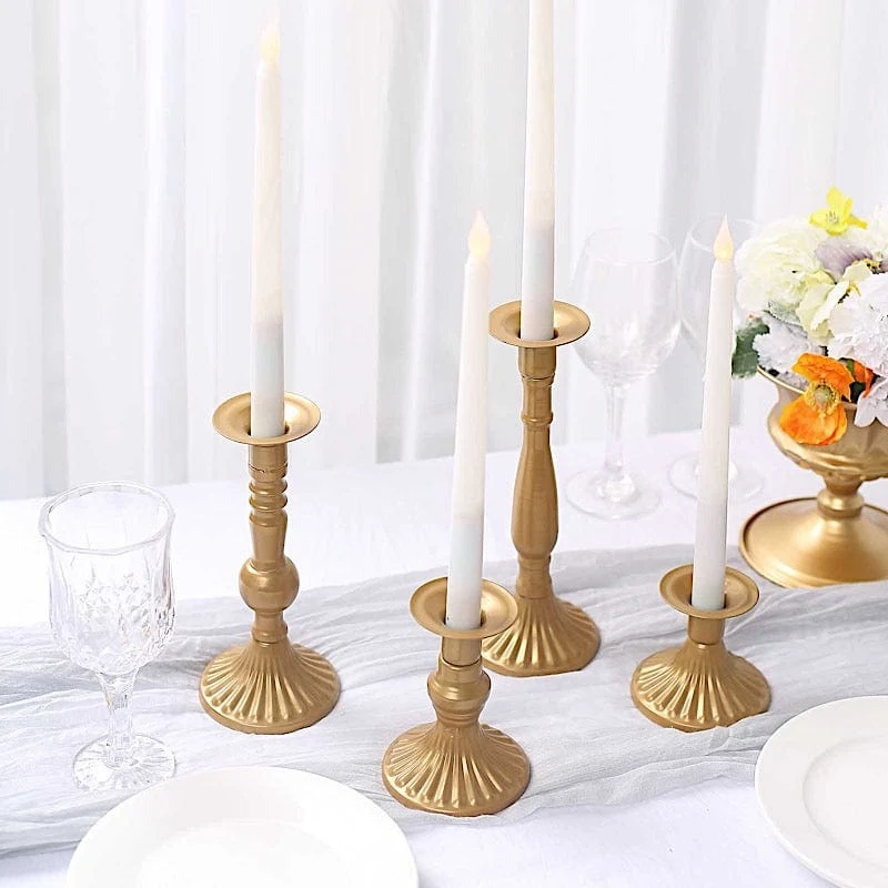 4 Taper Candle Holders Baroque Design Candlestick Stands - Gold 8 4 Taper Candle Holders Baroque Design Candlestick Stands - Gold - Image 6