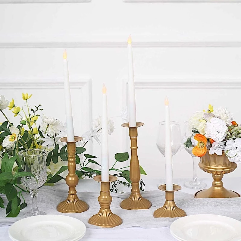 4 Taper Candle Holders Baroque Design Candlestick Stands - Gold 7 4 Taper Candle Holders Baroque Design Candlestick Stands - Gold - Image 5