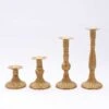 4 Taper Candle Holders Baroque Design Candlestick Stands - Gold