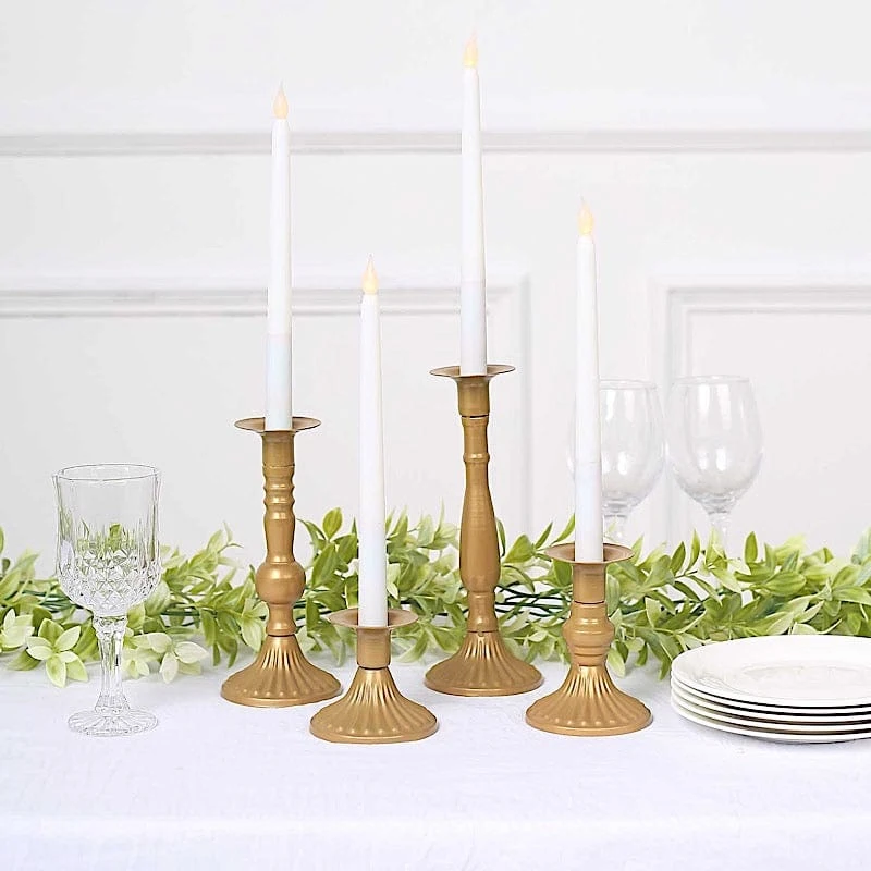 4 Taper Candle Holders Baroque Design Candlestick Stands - Gold 9 4 Taper Candle Holders Baroque Design Candlestick Stands - Gold - Image 7