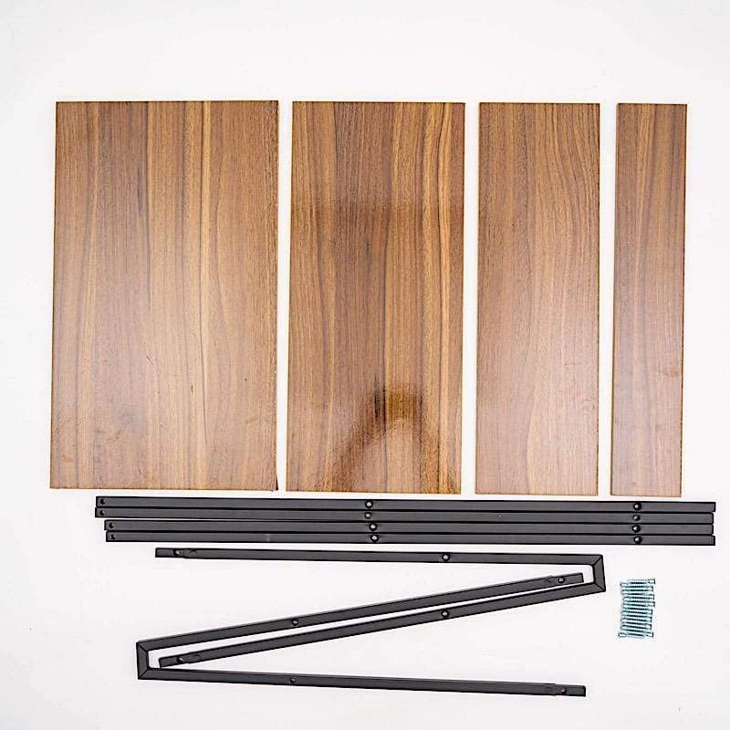 4 Tier Ladder Shelf Metal With Natural Wood Rack Display Stand - Black And Brown 5 4 Tier Ladder Shelf Metal With Natural Wood Rack Display Stand - Black And Brown - Image 3