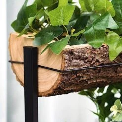 4 Tier Metal Stand With Natural Wood Planters Holders - Black And Brown -Optimal Home Decoration 4 tier metal stand with natural wood planters holders black and brown furn wod rck002 15934434213951