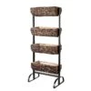 4 Tier Metal Stand With Natural Wood Planters Holders - Black And Brown -Optimal Home Decoration 4 tier metal stand with natural wood planters holders black and brown furn wod rck002 15934437359679