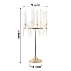 40" Round 9 Arm Metal Candelabra Taper Candle Holder With Glass Shades - Gold And Clear -Optimal Home Decoration 40 round 9 arm cluster taper candelabra candlestick holder with drip accents gold chdlr cand 035rnd 9 gold 30803519242303
