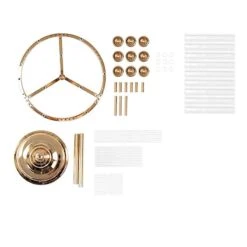 40" Round 9 Arm Metal Candelabra Taper Candle Holder With Glass Shades - Gold And Clear -Optimal Home Decoration 40 round 9 arm cluster taper candelabra candlestick holder with drip accents gold chdlr cand 035rnd 9 gold 30803519275071