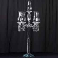 40" Tall 5 Arm Crystal Glass Candelabra Hurricane Taper Candle Holder - Clear -Optimal Home Decoration 40 tall 5 arm crystal glass candelabra hurricane taper candle holder clear chdlr glas 026 28353558249535