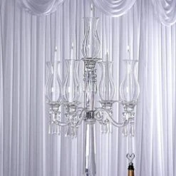 40" Tall 5 Arm Crystal Glass Candelabra Hurricane Taper Candle Holder - Clear -Optimal Home Decoration 40 tall 5 arm crystal glass candelabra hurricane taper candle holder clear chdlr glas 026 28559476228159