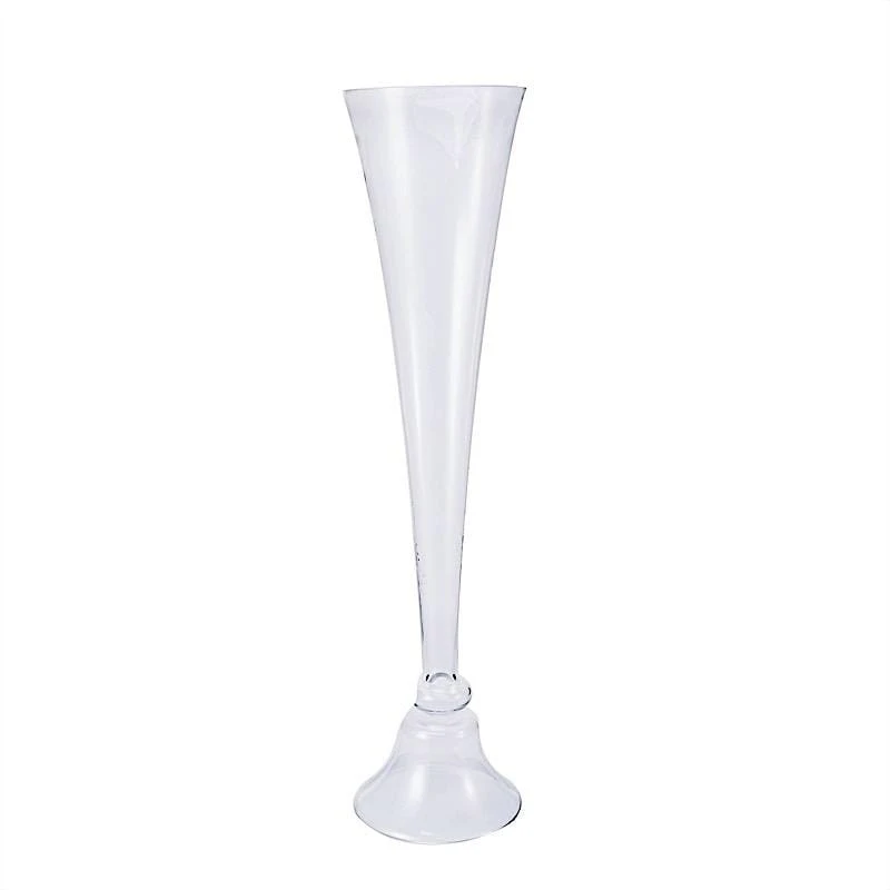 40" Tall Reversible Trumpet Glass Vases - Clear 3 40" Tall Reversible Trumpet Glass Vases - Clear