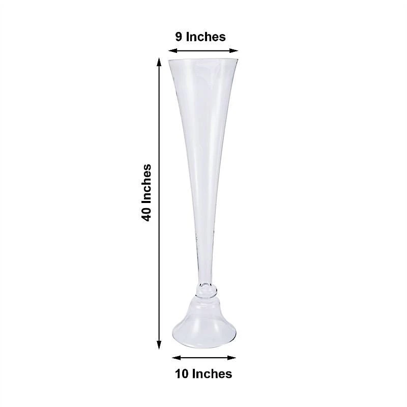 40" Tall Reversible Trumpet Glass Vases - Clear 4 40" Tall Reversible Trumpet Glass Vases - Clear - Image 2