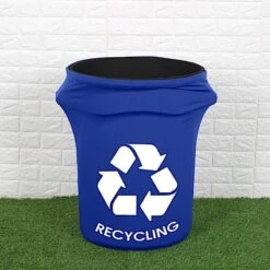 41-50 Gallons Spandex Stretch Round Trash Can Cover With Recycling Logo - Royal Blue -Optimal Home Decoration 41 50 gallons spandex stretch round trash can cover with recycling logo royal blue tab spx trsb03 roy 30944103071807