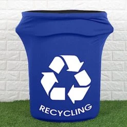41-50 Gallons Spandex Stretch Round Trash Can Cover With Recycling Logo - Royal Blue -Optimal Home Decoration 41 50 gallons spandex stretch round trash can cover with recycling logo royal blue tab spx trsb03 roy 30944103268415
